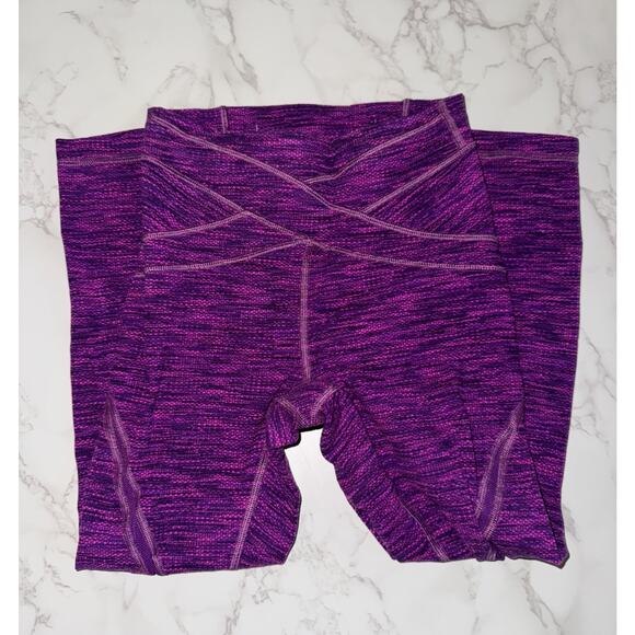 Lululemon Free Flow Crop 21” Diamond Space Dye Violet Raspberry Womens Size 2 - Picture 2 of 6